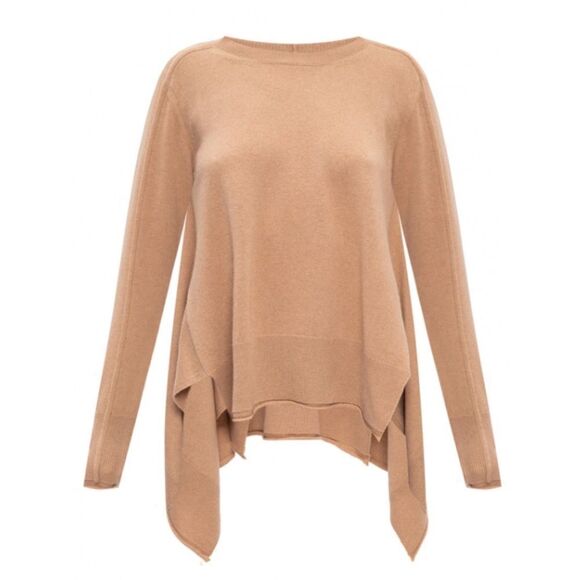 Stella McCartney Asymmetrical Crewneck Cashmere Sweater in Camel - Picture 1 of 7